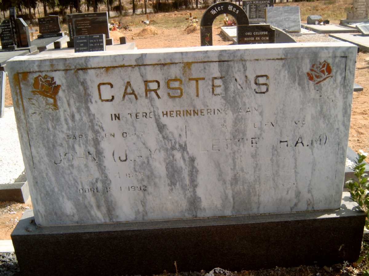 CARSTENS John J. 19?8-1992 &amp; Lettie H.A.M. ????-????