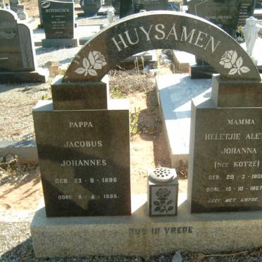 HUYSAMEN Jacobus Johannes 1896-1985 &amp; Heletjie Aletta Johanna KOTZE 1901-1967