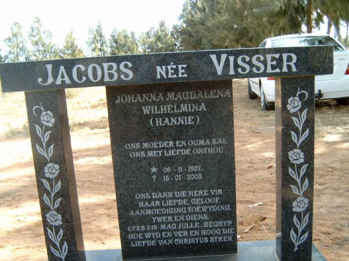 JACOBS Johanna Magdalena Wilhelmina nee VISSER 1927-2003