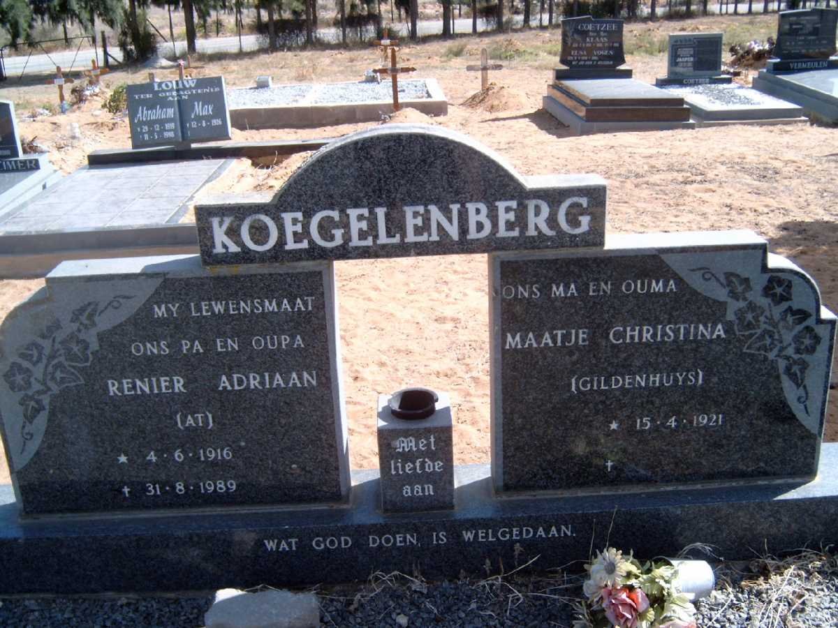 KOEGELENBERG Renier Adriaan 1916-1989 &amp; Maatje Christina GILDENHUYS 1921-