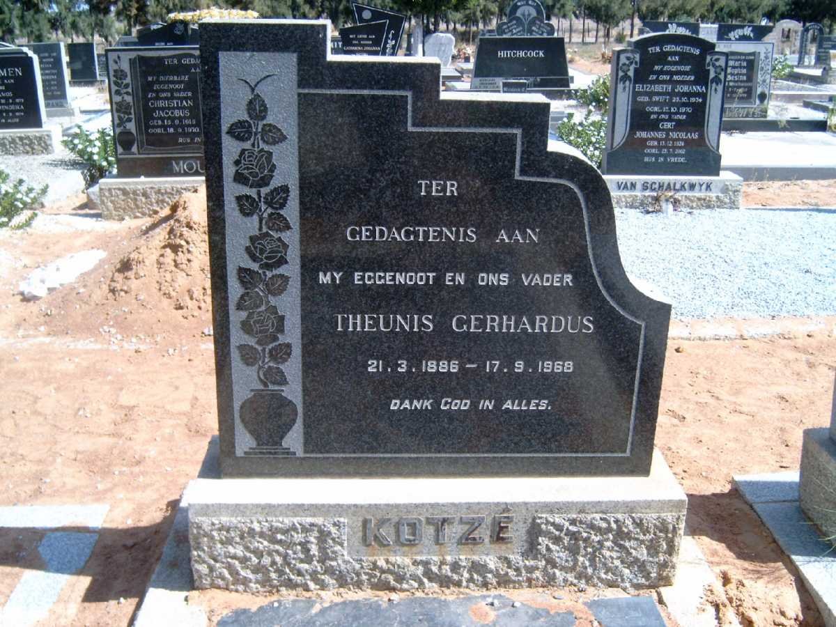 KOTZE Theunis Gerhardus 1886-1968