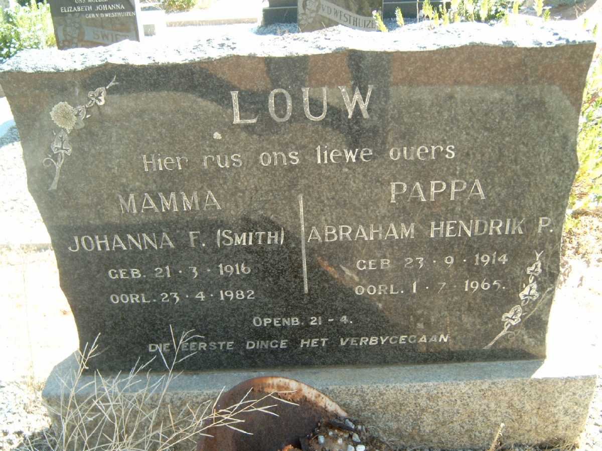 LOUW Abraham Hendrik P. 1914-1965 &amp; Johanna F. SMITH 1916-1982