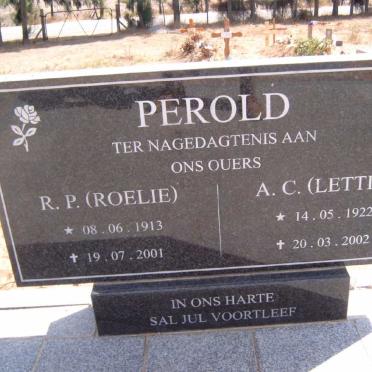 PEROLD R.P. 1913-2001 &amp; A.C. 1922-2002