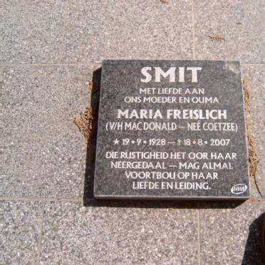 SMIT Maria Freislich formerly MACDONALD nee COETZEE 1928-2007