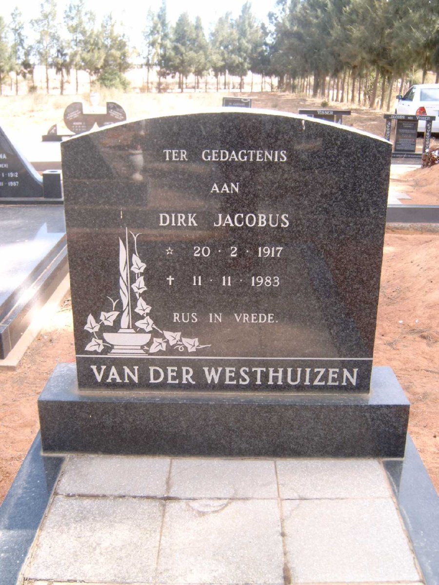 WESTHUIZEN Dirk Jacobus, van der 1917-1983