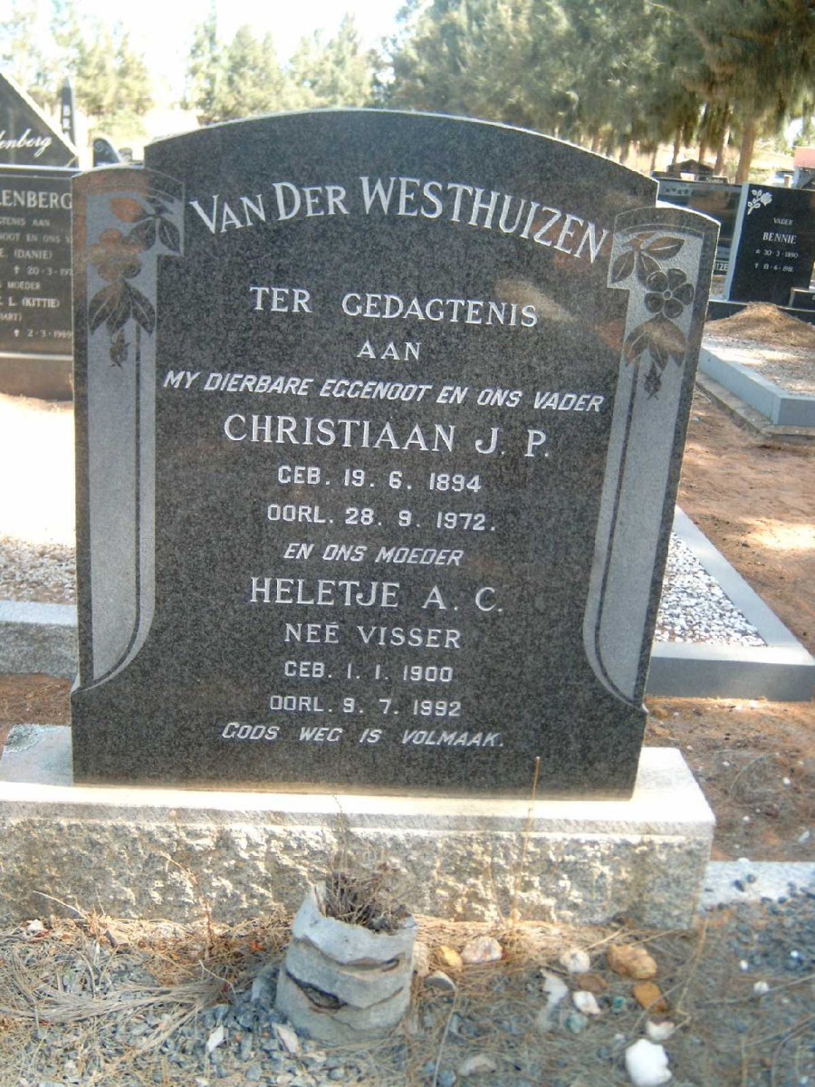WESTHUIZEN Christiaan J.P., van der 1894-1972 &amp; Heletje A.C. VISSER 1900-1992