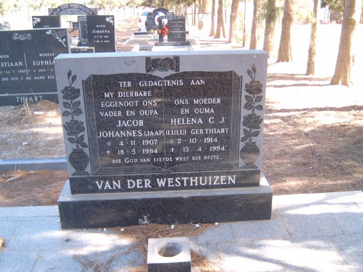 WESTHUIZEN Jacob Johannes , van der 1907-1984 &amp; Helena C.J. THIART 1914-1994