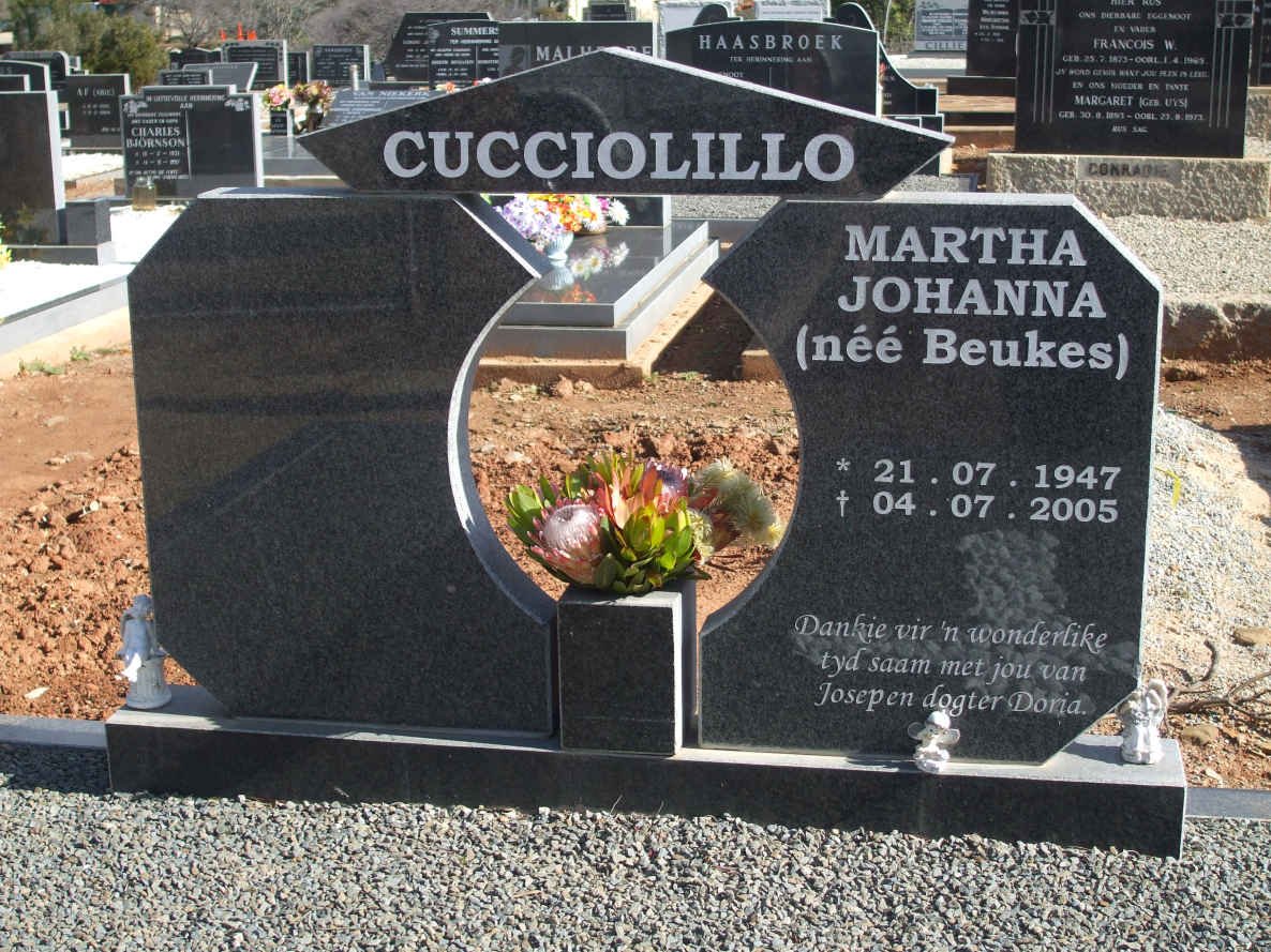 CUCCIOILILLO Martha Johanna nee BEUKES 1947-2005