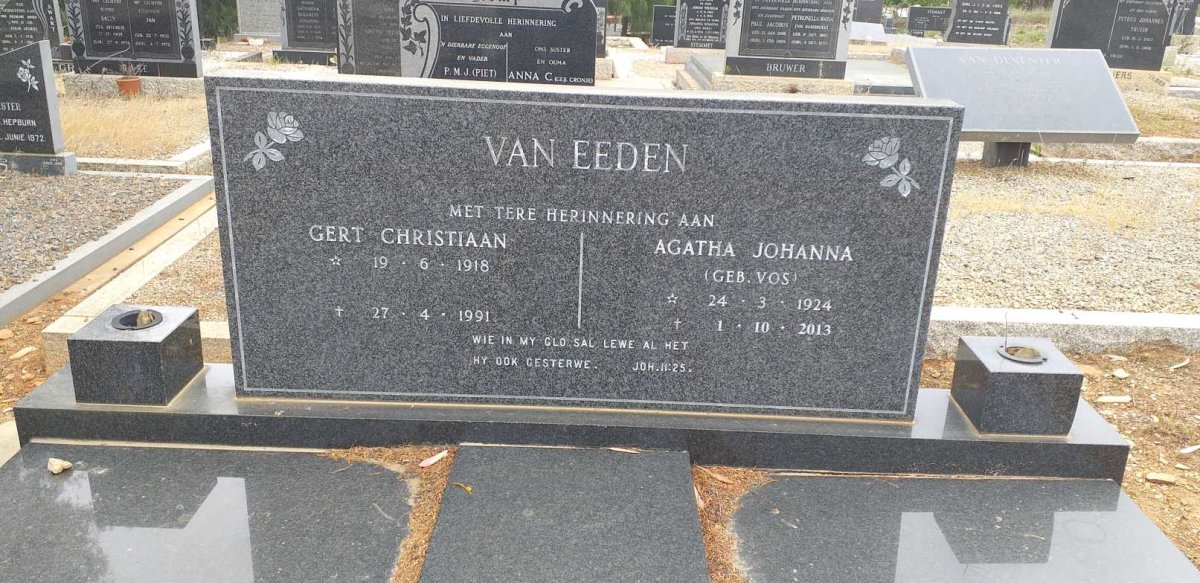 EEDEN Gert Christiaan, van 1918-1991 &amp; Agathe Johanna VOS 1924-2013