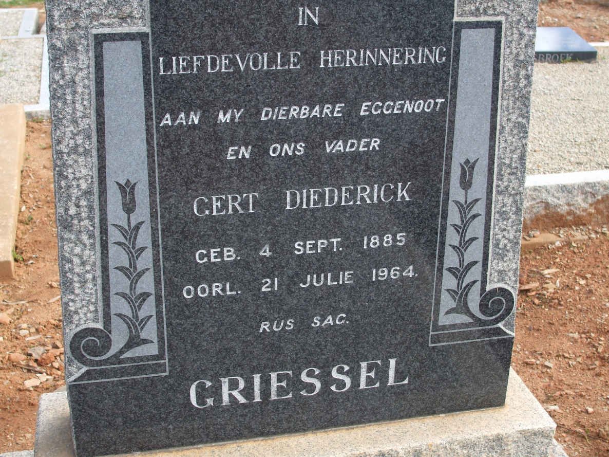GRIESSEL Gert Diederick 1885-1964