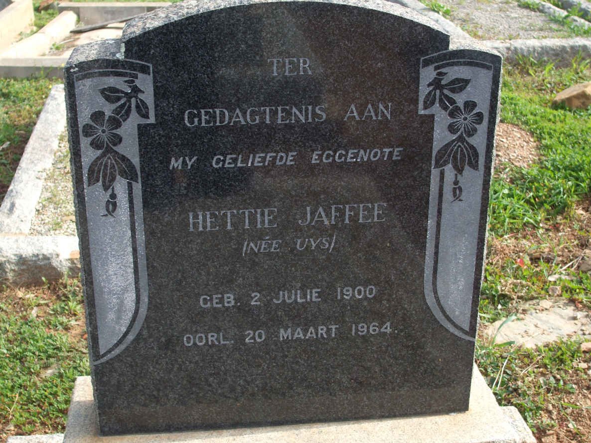 JAFFEE Hettie nee UYS 1900-1964