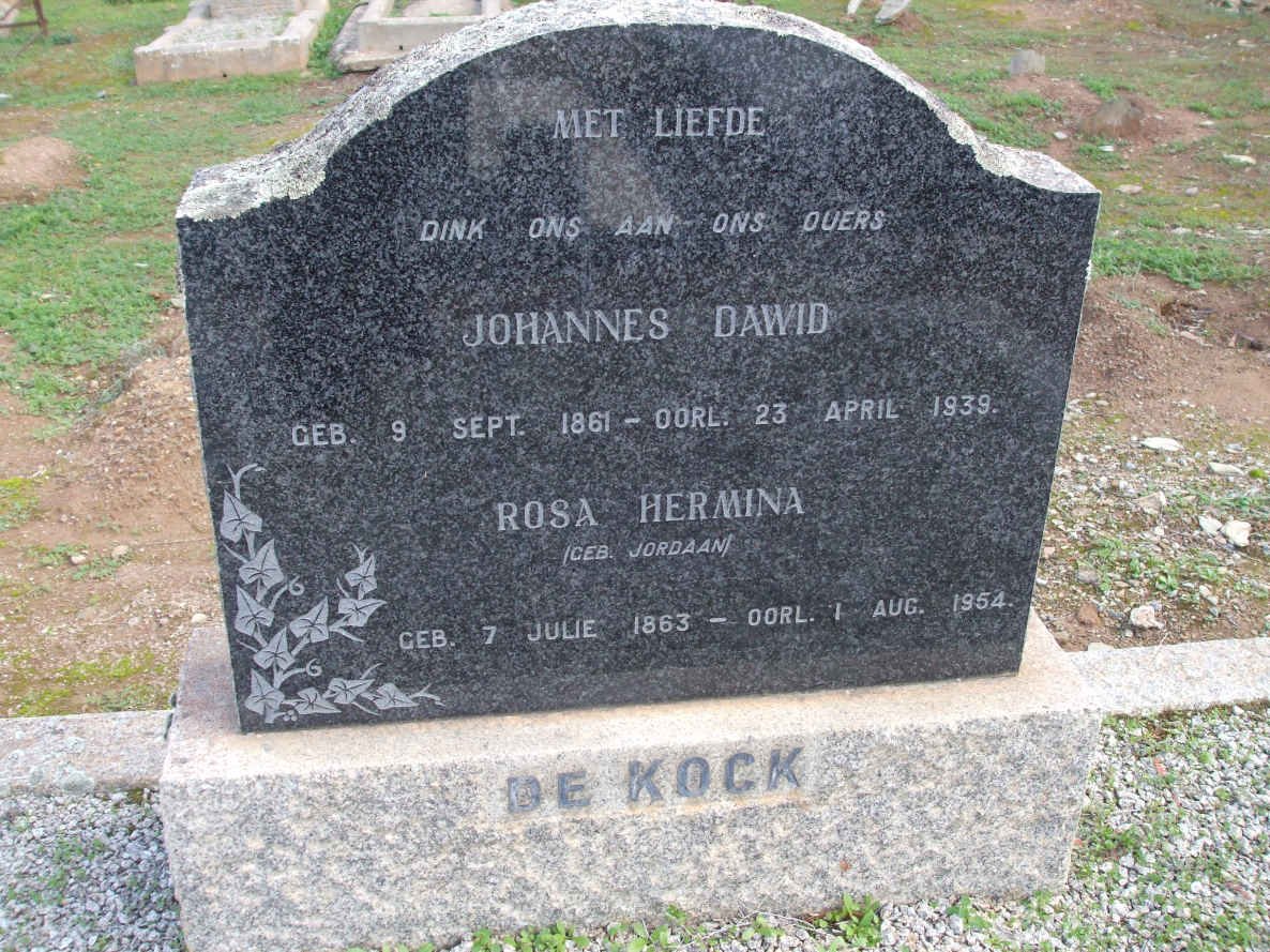 KOCK Johannes Dawid, de 1861-1939 &amp; Rosa Hermina JORDAAN 1863-1954