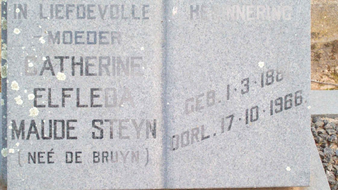 STEYN Catherine Elfleda Maude nee DE BRUYN 188?-1966