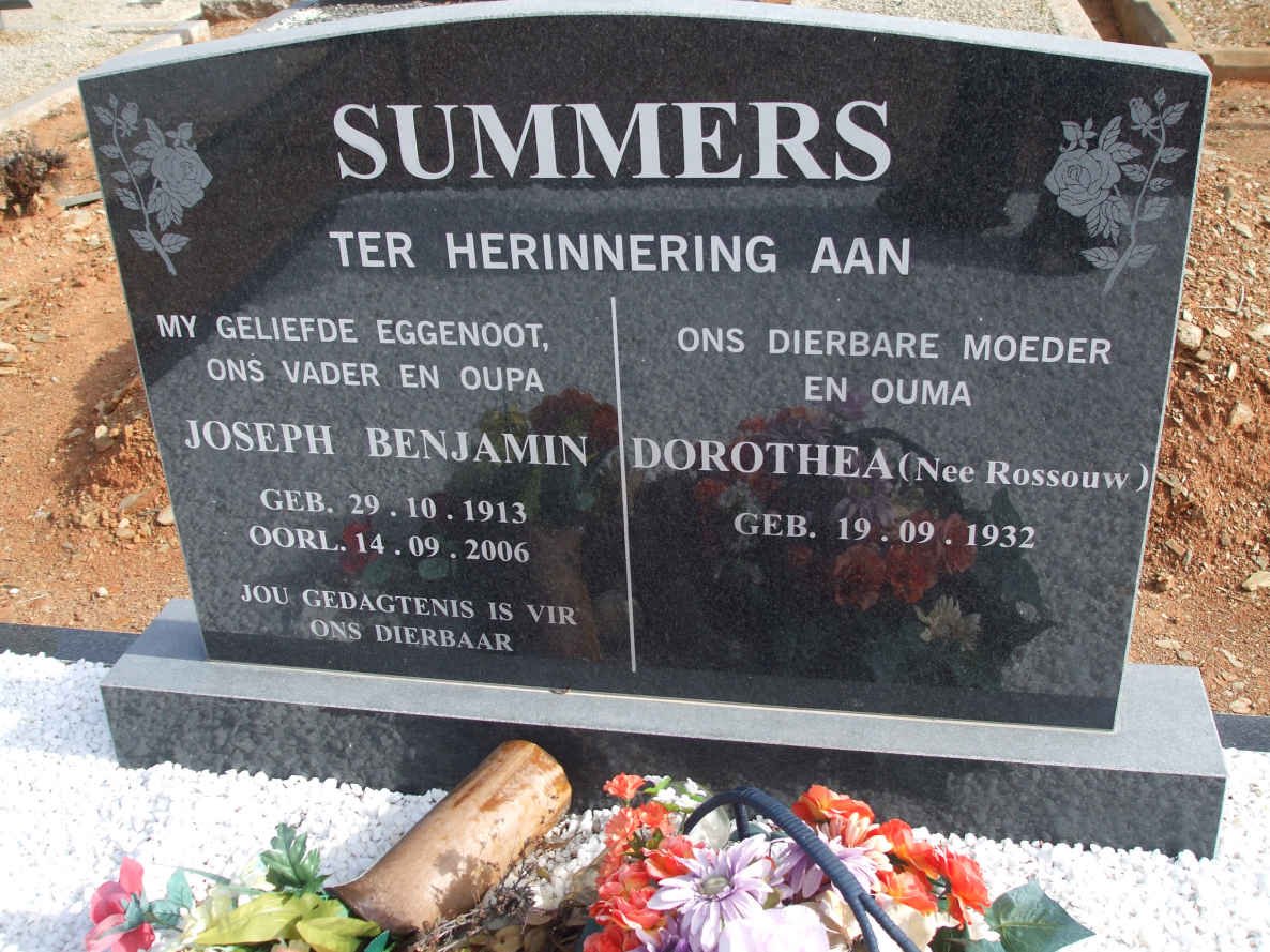 SUMMERS Joseph Benjamin 1913-2006 &amp; Dorothea ROSSOUW 1932-