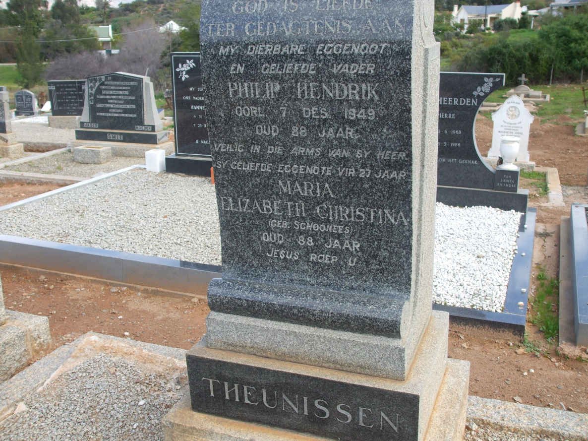 THEUNISSEN Philip Hendrik -1949 &amp; Maria Elizabeth Christina SCHOONEES