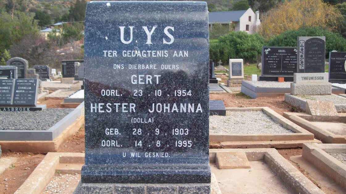 UYS Gert -1954 &amp; Hester Johanna 1903-1995