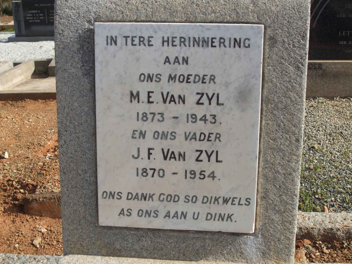 ZYL J.F., van 1870-1954 &amp; M.E. 1873-1943