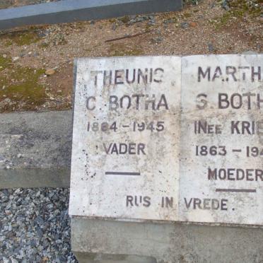 BOTHA Theunis C. 1864-1945 &amp; Martha G. KRIEL 1863-1945