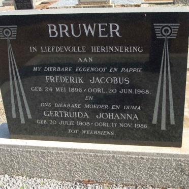BRUWER Frederik Jacobus 1896-1968 &amp; Gertruida Johanna 1908-1986