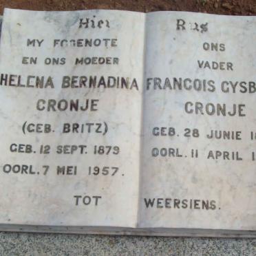 CRONJE Francois Gysbert 1880-1965 &amp; Helena Bernadina BRITZ 1879-1957