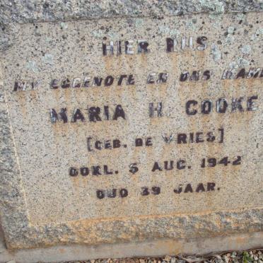 COOKE Maria H. nee DE VRIES -1942