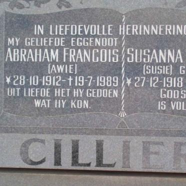 CILLIERS Abraham Francois 1912-1989 &amp; Susanna Hendrina ELLIS 1918-