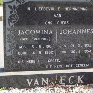 ECK Johannes, van 1892-1954 &amp; Jacomina SWANEPOEL 1901-1982