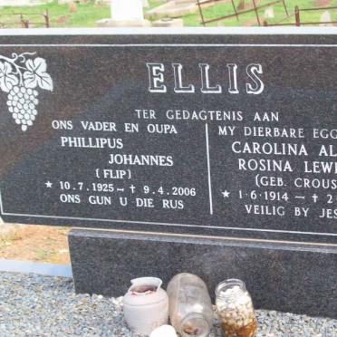 ELLIS Phillipus Johannes 1925-2006 &amp; Carolina Alida Rosina Lewisa CROUS 1914-1985