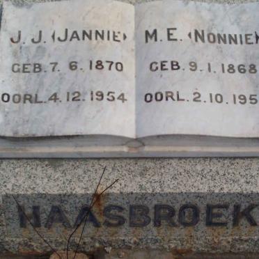 HAASBROEK J.J. 1870-1954 &amp; M.E. 1868-1956