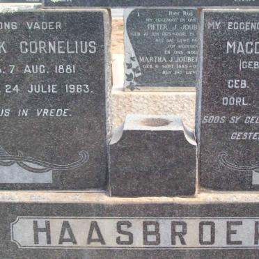 HAASBROEK Dirk Cornelius 1881-1963 &amp; Magdalena C. LE GRANGE 1883-1960