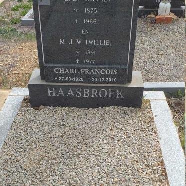 HAASBROEK G.D. 1875-1966 &amp; :: HAASBROEK M.J.W. 1891-1977 :: HAASBROEK Charl 1920-2010