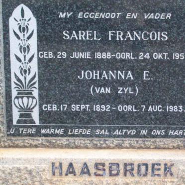 HAASBROEK Sarel Francois 1888-1955 &amp; Johanna E. VAN ZYL 1892-1983