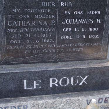 ROUX Johannes H., le 1880-1972 &amp; Catharina P. HOLTZHAUZEN 1897-1962