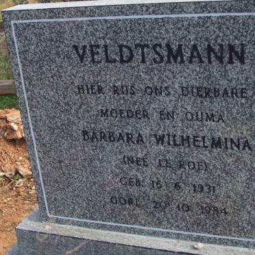 VELDTSMANN Barbara Wilhelmina nee LE ROE 1931-1984
