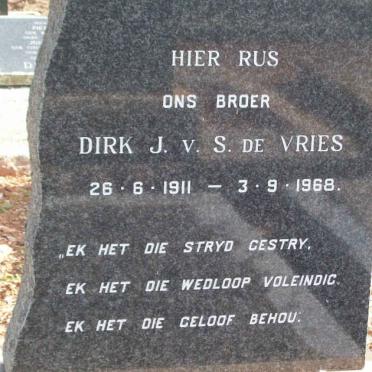 VRIES Dirk J.v.S., de 1911-1968