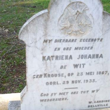WIT Katriena Johanna, de nee KROUSE 1867-1935