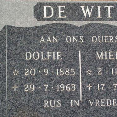 WIT Dolfie, de 1885-1963 &amp; Miemie 1890-1980