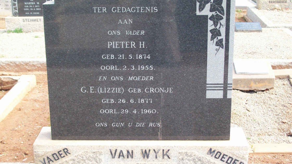 WYK Pieter H. , van 1874-1956 &amp; G.E. CRONJE 1877-1960