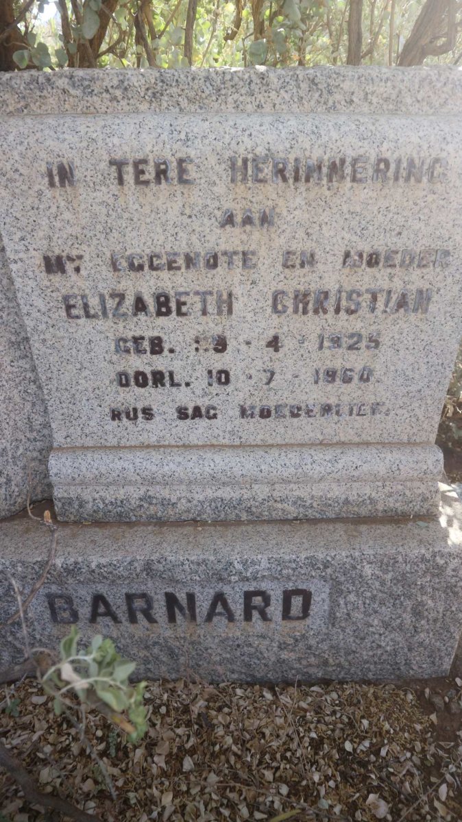 BARNARD Elizabeth Christian 1925-1960