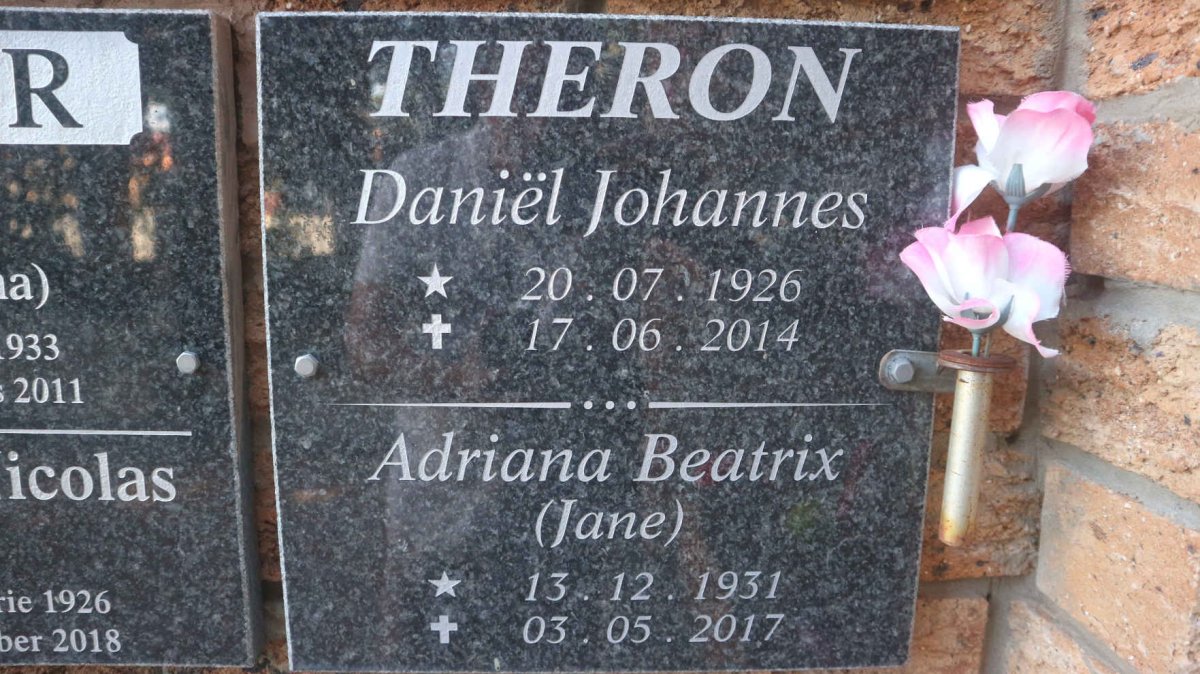 THERON Daniel Johannes 1926-2014 &amp; Adriana Beatrix 1931-2017