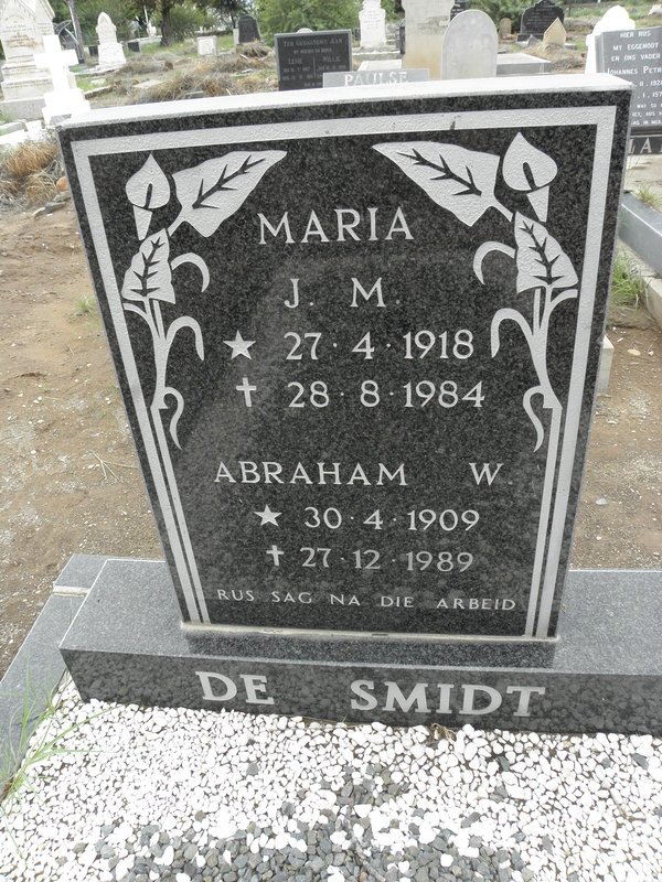 SMIDT Abraham W., de 1909-1989 &amp; Maria J.M. 1918-1984