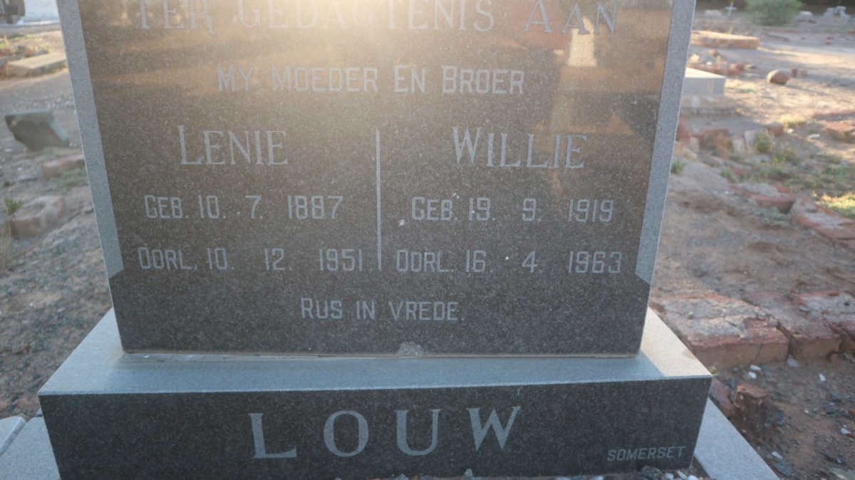 LOUW Willie 1919-1963 &amp; Lenie 1887-1951