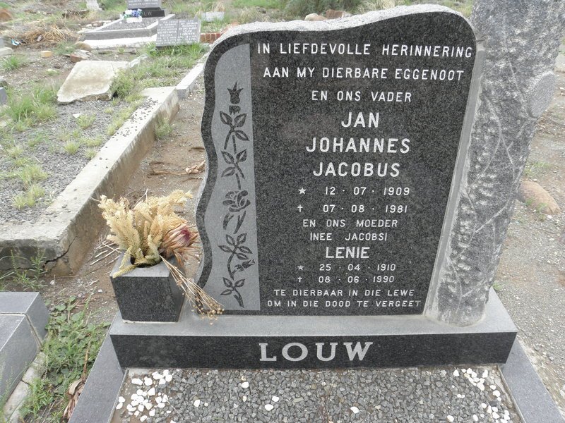 LOUW Jan Johannes Jacobus 1909-1981 &amp; Lenie JACOBS 1910-1990