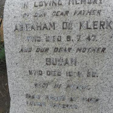 KLERK Abraham, de -1947 &amp; Susan -1950