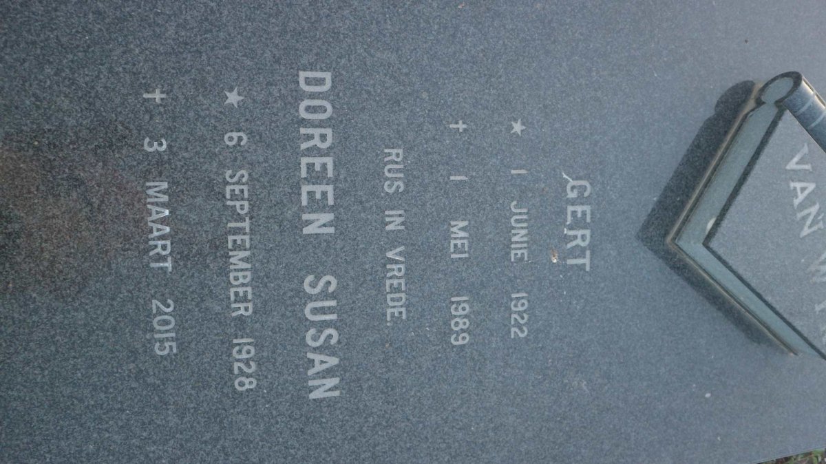 WYK Gert, van 1922-1989 &amp; Doreen Susan 1928-2015