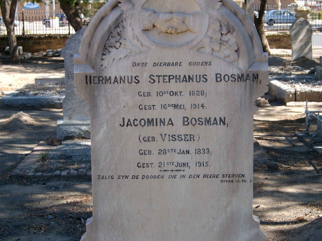BOSMAN Hermanus Stephanus 1828-1914 &amp; Jacomina VISSER 1833-1915