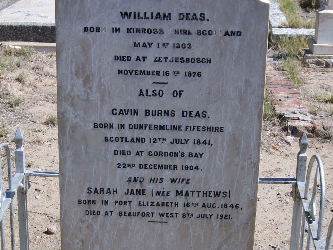 DEAS Gavin 1841-1904 &amp; Sara Jane MATTHEWS 1846-1921 :: DEAS William 1903-1876