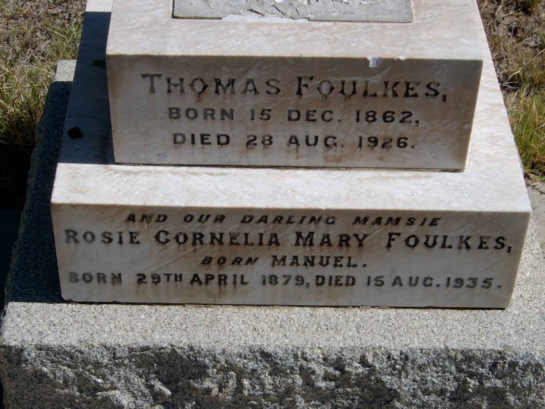 FOULKES Thomas 1862-1926 &amp; Rosy Cornelia Mary MANUEL 1879-1935