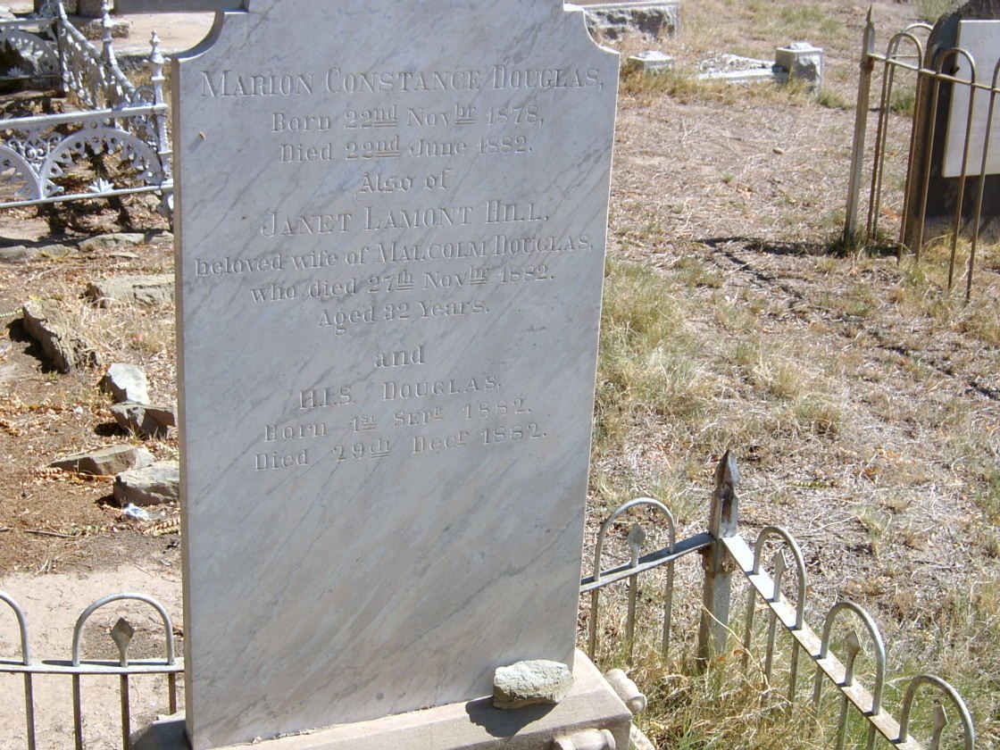HILL Janet Lamont -1882 :: DOUGLAS Marianne Constance 1872-1882 :: DOUGLAS H.I.S. 1882-1882