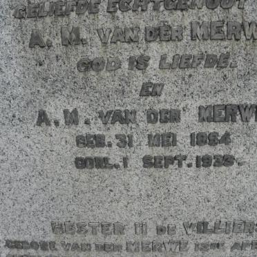 MERWE Barend Jacobus, van der 1851-1923 &amp; A.M. 1854-1933